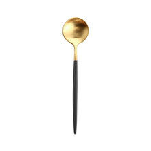 Load image into Gallery viewer, Black gold cutlery set
